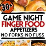 Photo collage with game night finger food ieas.