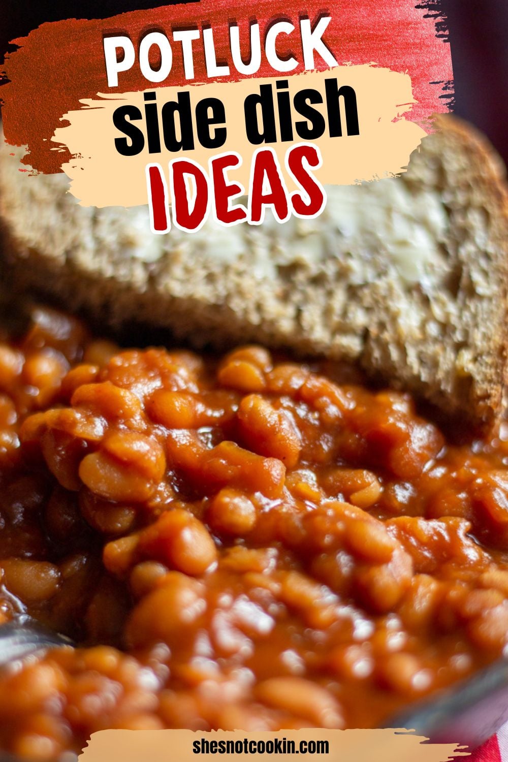 Baked beans in small cast iron skillet ready to be served.