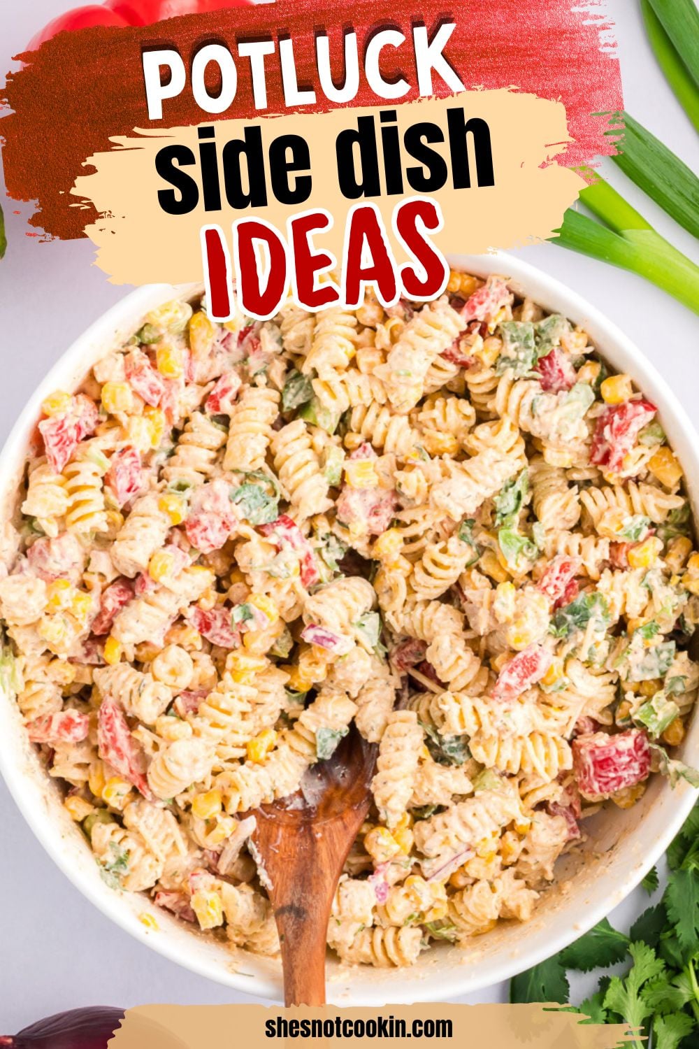 Mexican street corn pasta salad served in a bowl.