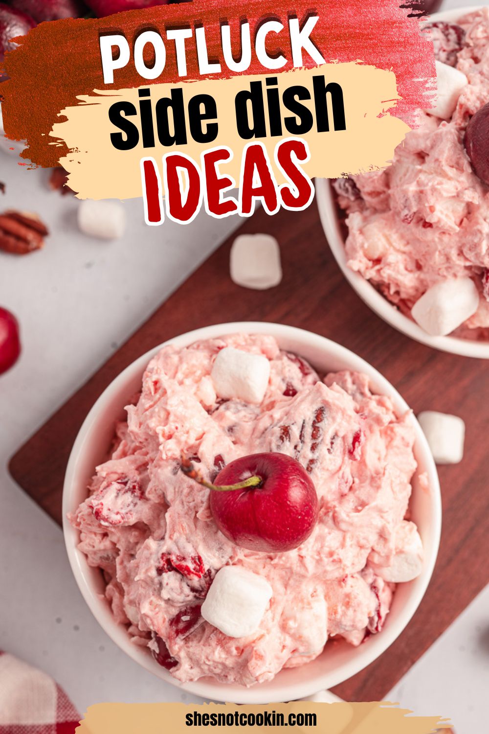 Cherry fluff in a white bowl.