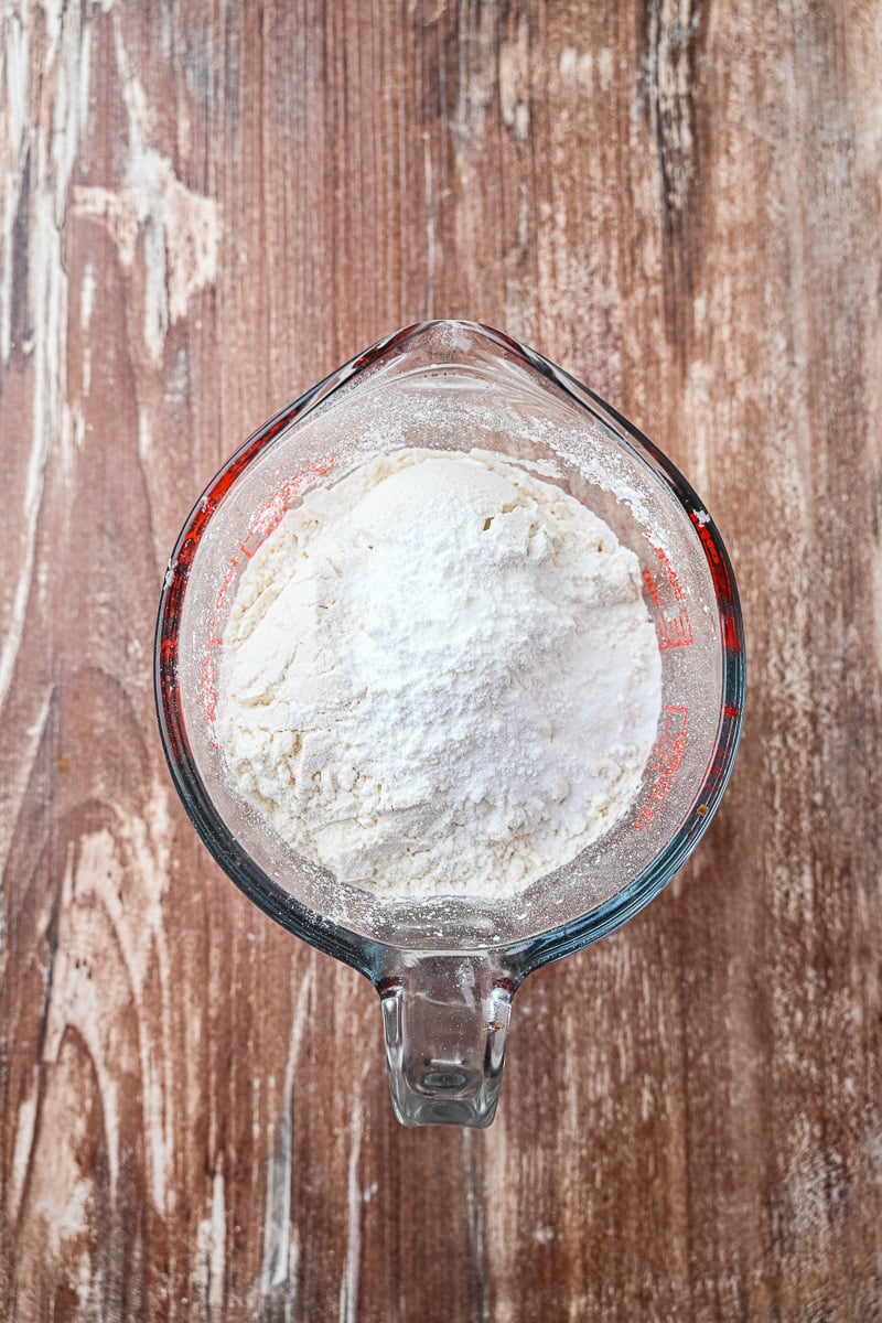 Dry ingredients are stirred together in mixing bowl.