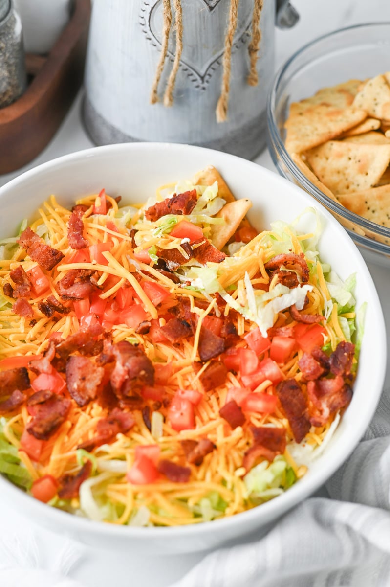 BLT dip in bowl ready to be served.