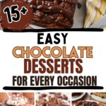 Photo collage with chocolate dessert recipes.