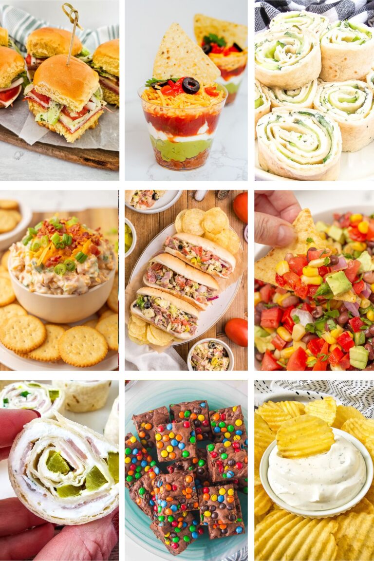 Photo collage with boat day snacks that travel well.