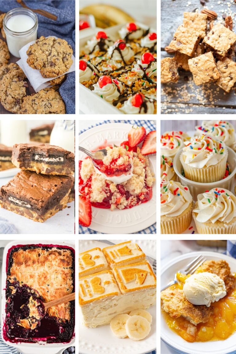 Photo collage with picnic dessert ideas.