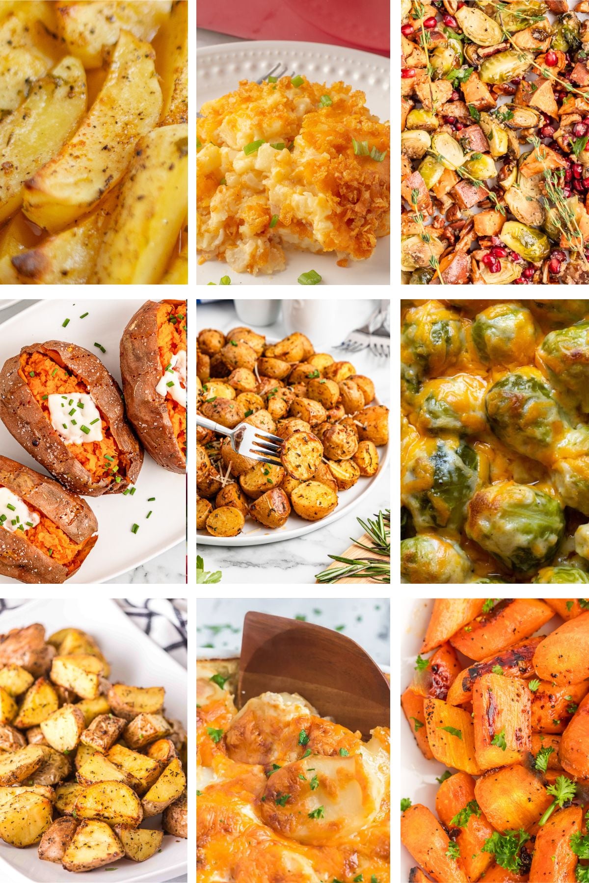 Photo collage with roasted vegetable recipes.