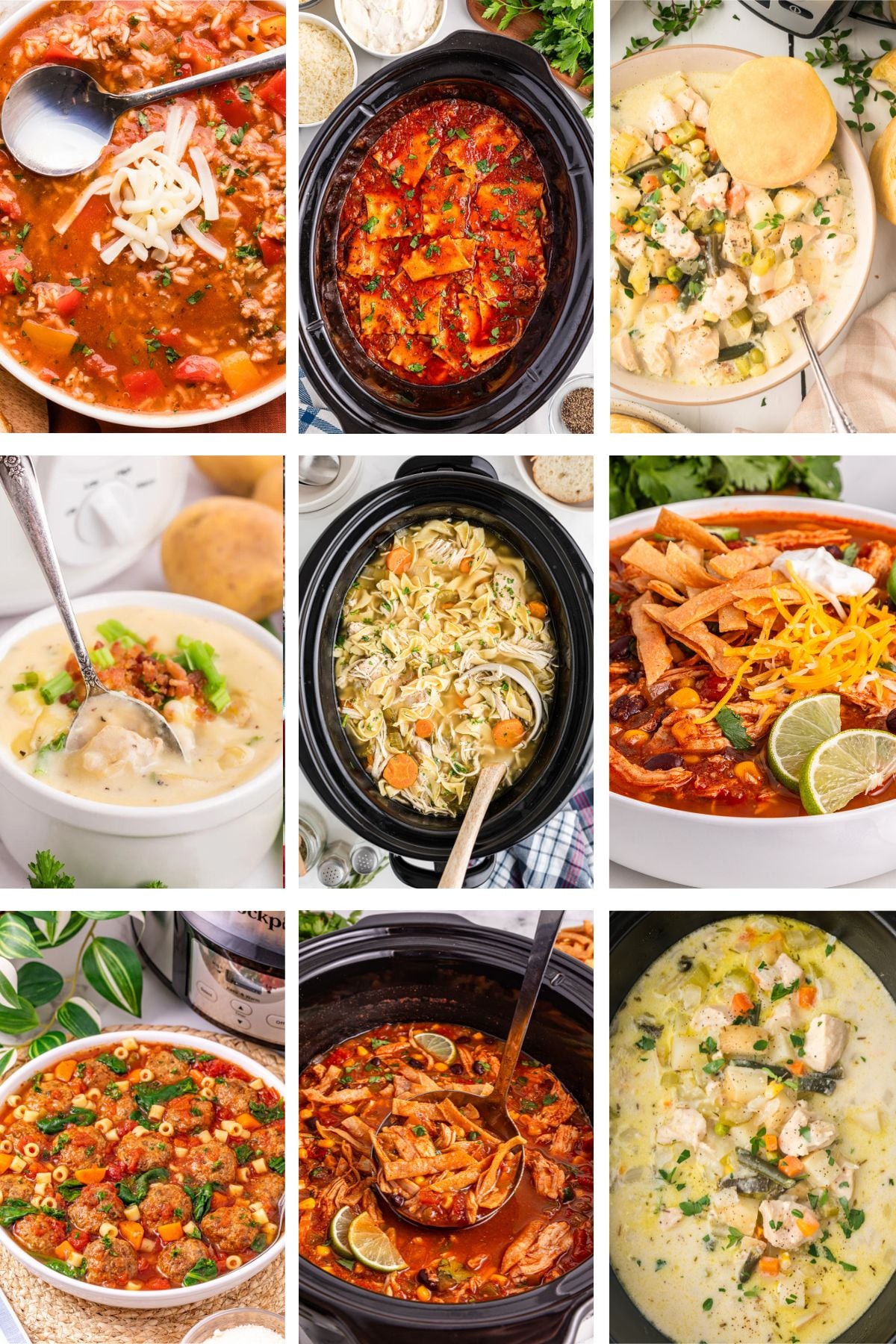 Crockpot soup recipes photo collage.