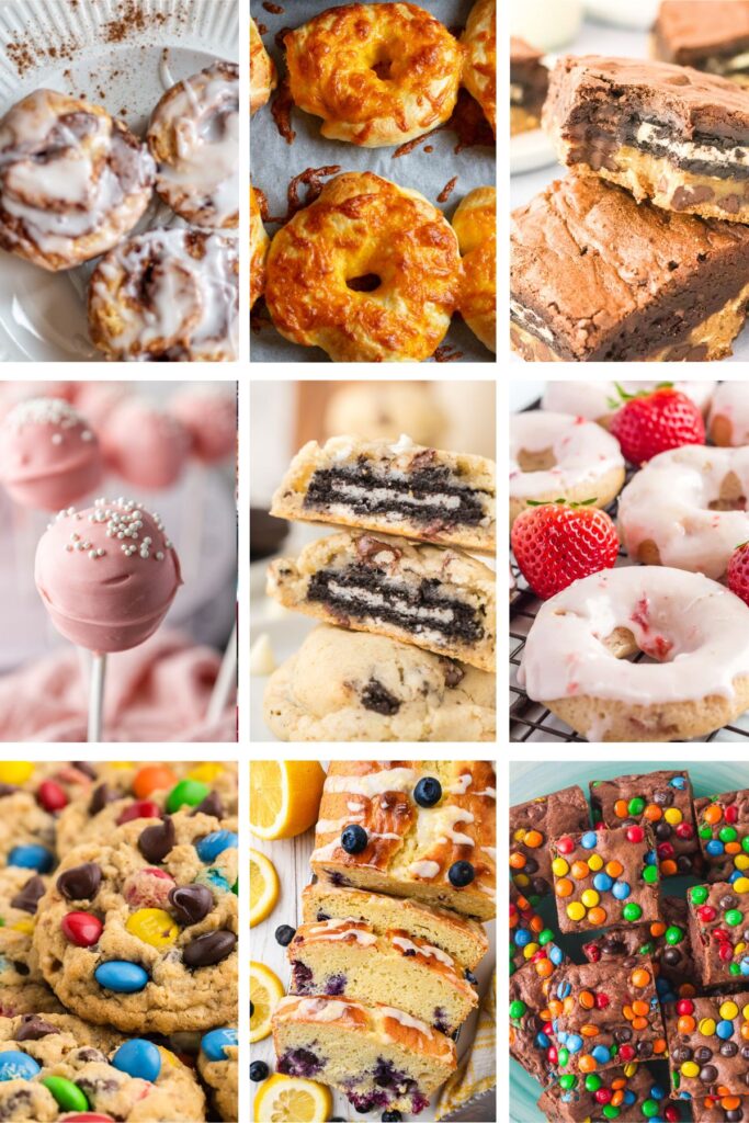 Photo collage with baking ideas.