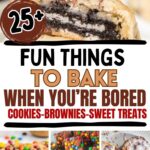 PHoto collage with baking recipes with text overlay.