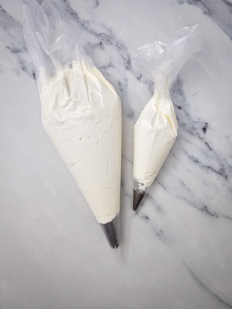 Icing mixture in piping bag.