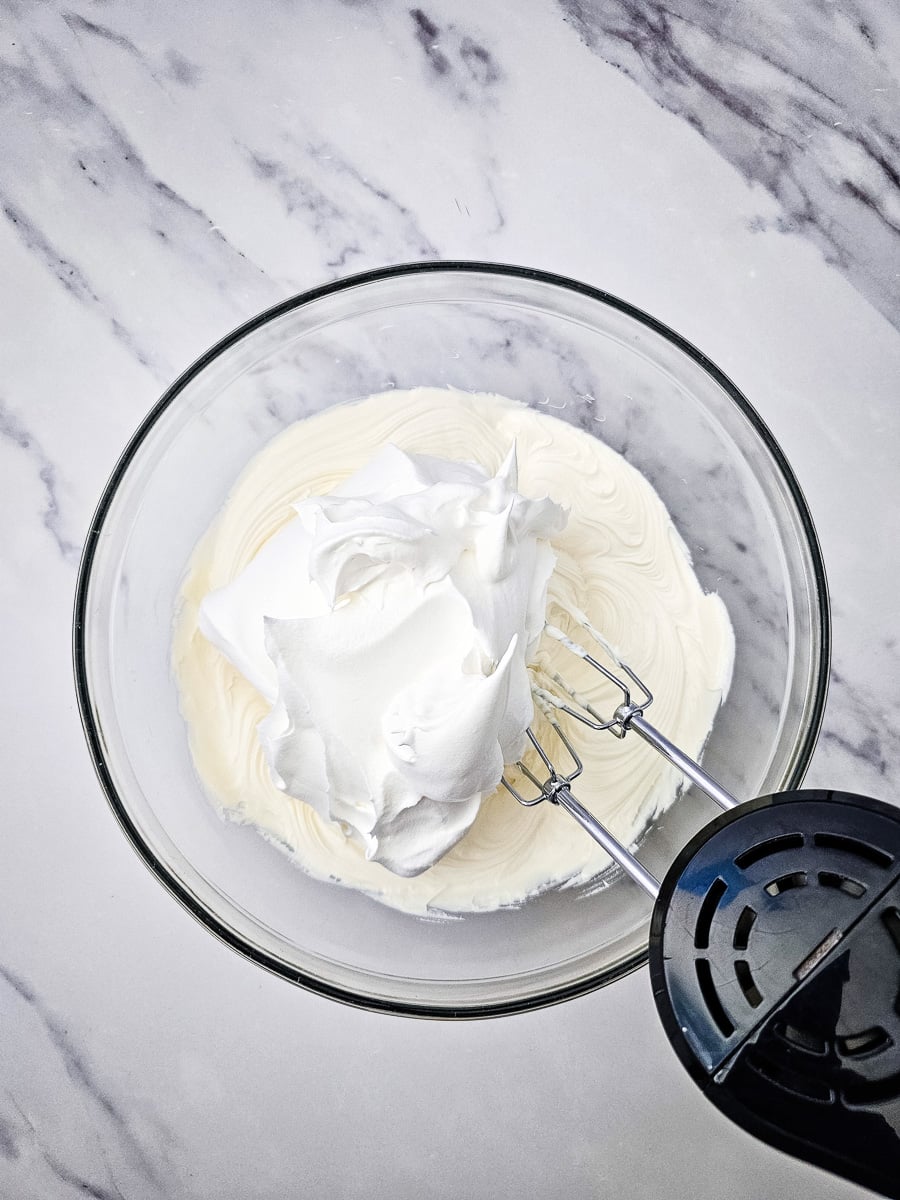Frosting in mixing bowl.
