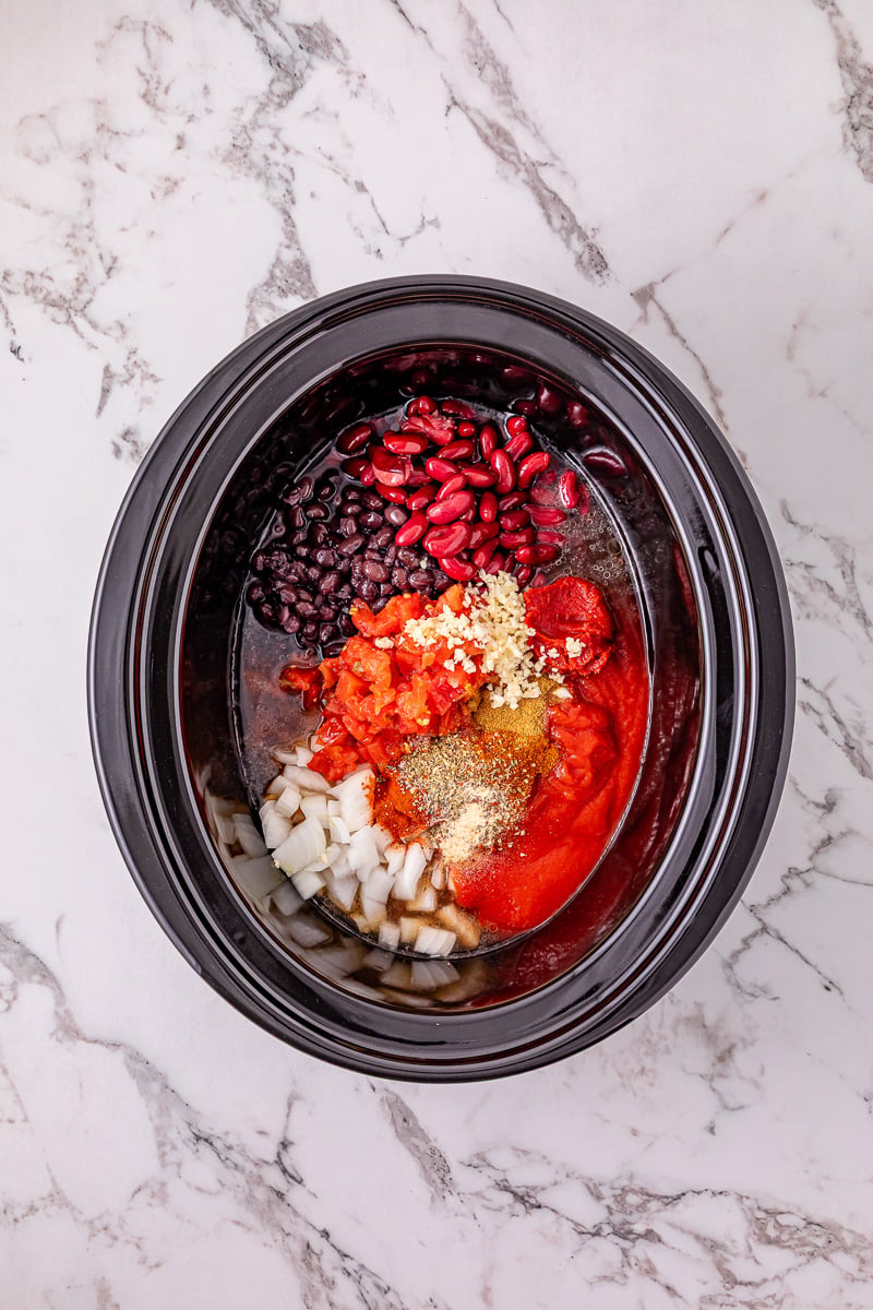 Next set of ingredients is added to the crockpot.