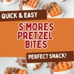 S'mores pretzel bites served on a white plate.