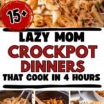 Photo collage with 4 hour crockpot dinner ideas.