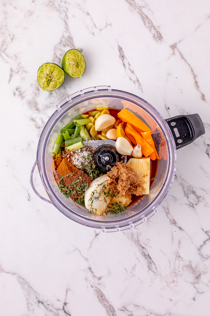 Remaining ingredients are added to food process and mixed until smooth.