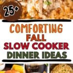 Photo collage with fall crockpot recipes.