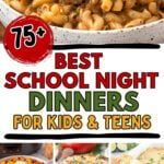 Photo collage with school night dinners.