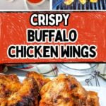 Buffalo chicken wings photo collage with step by step images for how to grill them.