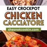 Photo collage with crockpot chicken cacciatore.