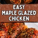 Photo collage with maple glazed chicken.