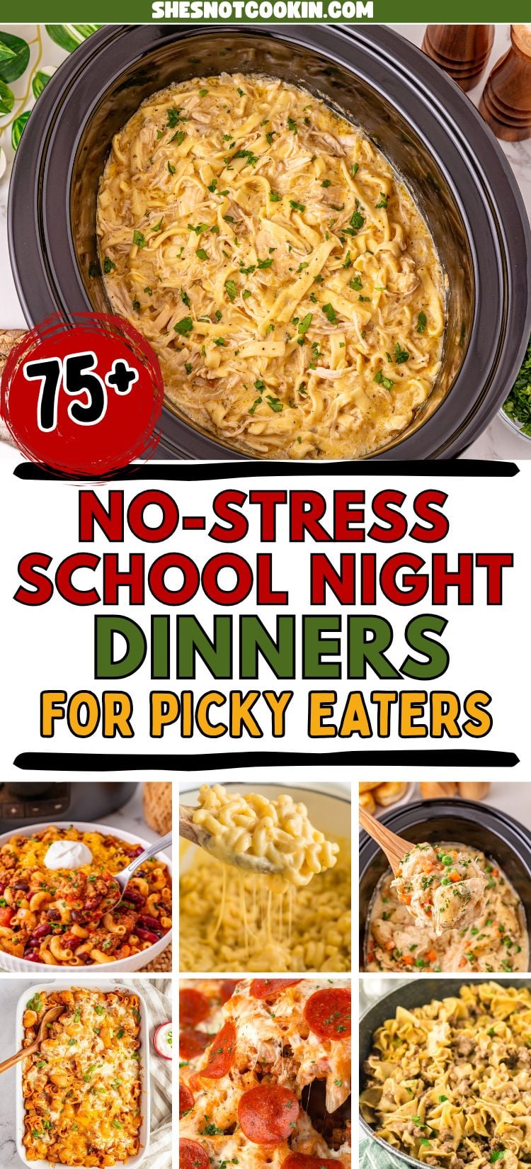 Photo collage with school night dinner ideas.