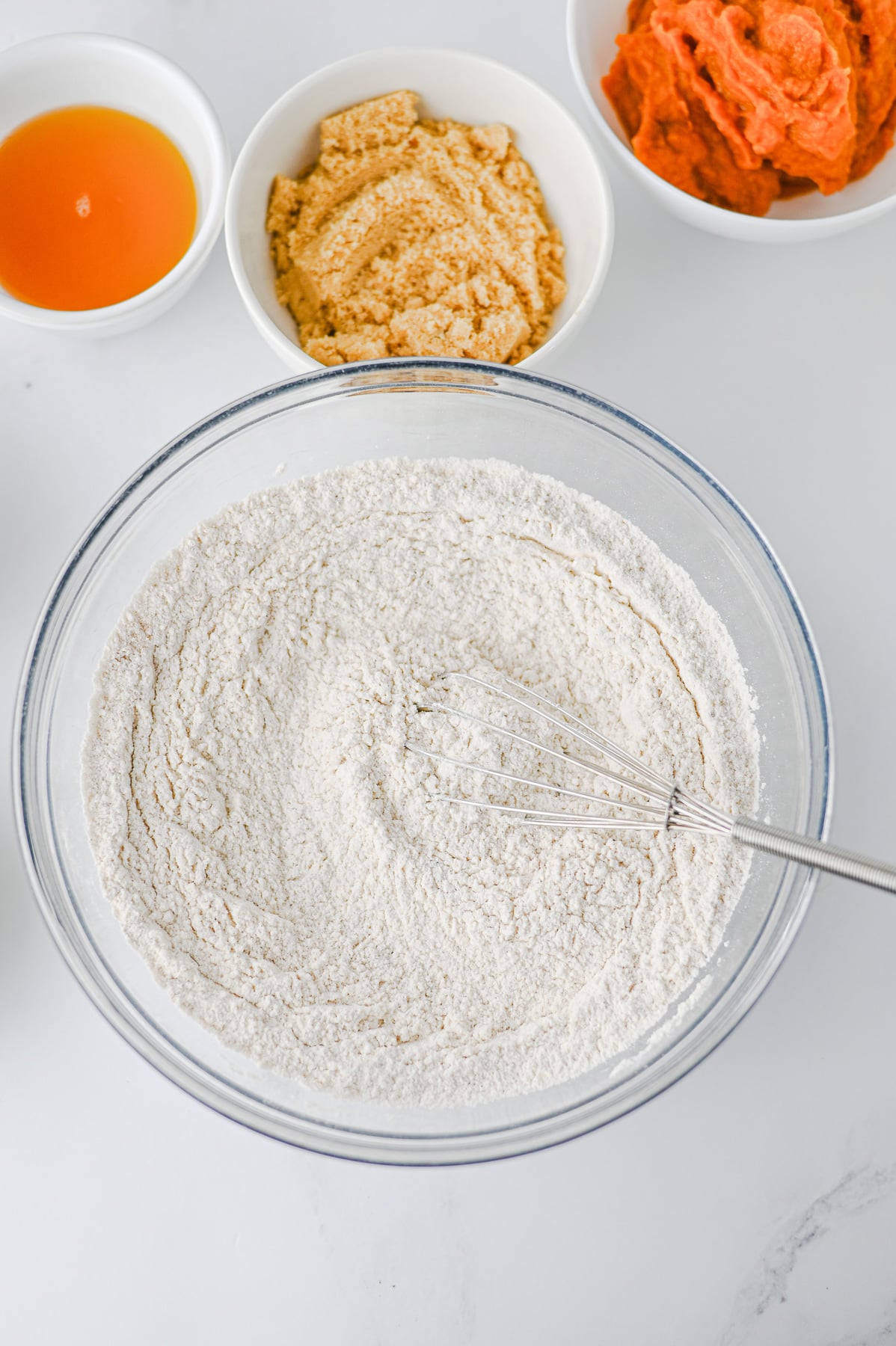 Dry ingredients in mixing bowl.