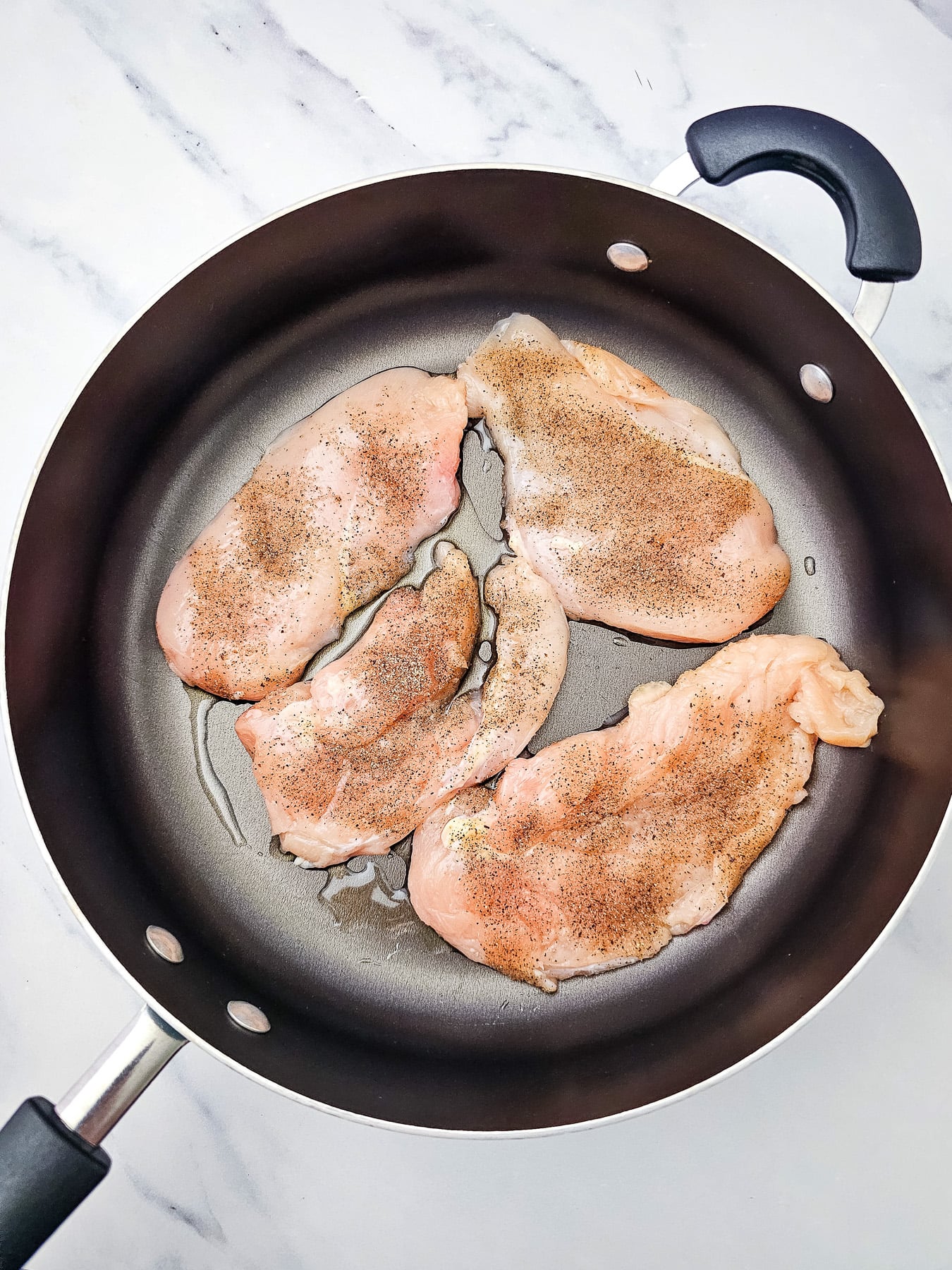 Chicken in skillet.