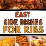 Photo collage with rib side dishes.