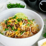 Crockpot southwest chicken in a white bowl.