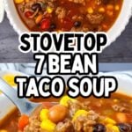 Photo collage with taco soup.