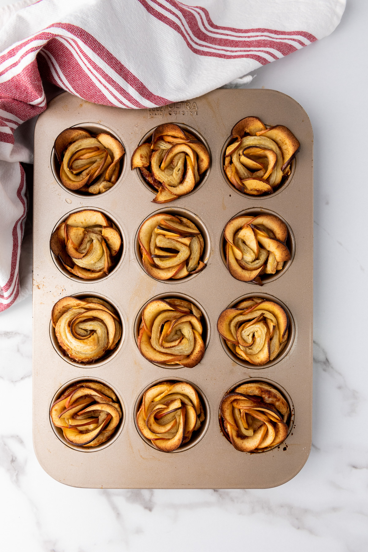 Baked roses in muffin tins.