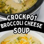 Broccoli cheddar soup in crockpot.