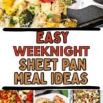 Photo collage with sheet pan dinners.
