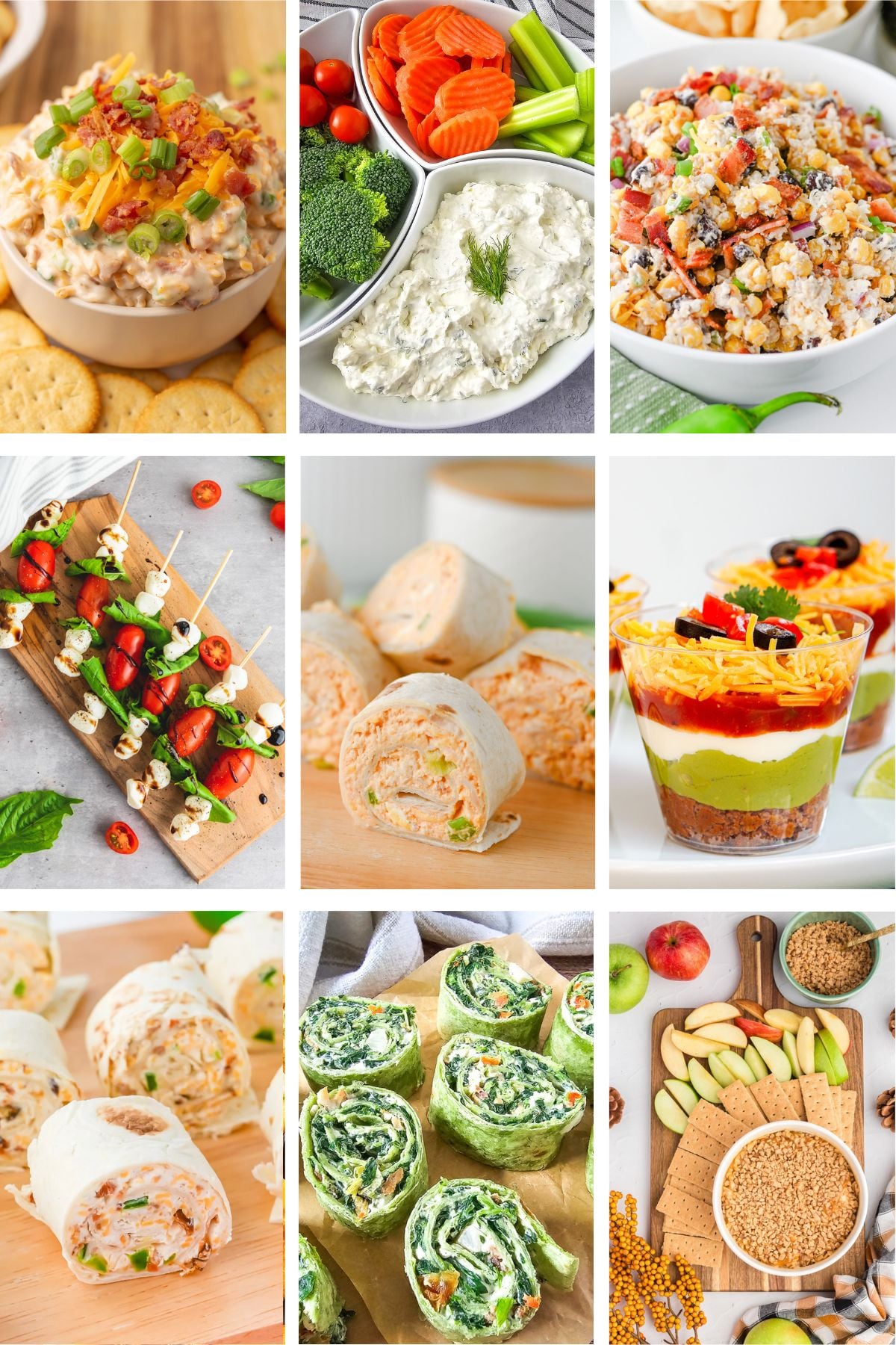 Photo collage with easy work potluck food ideas.