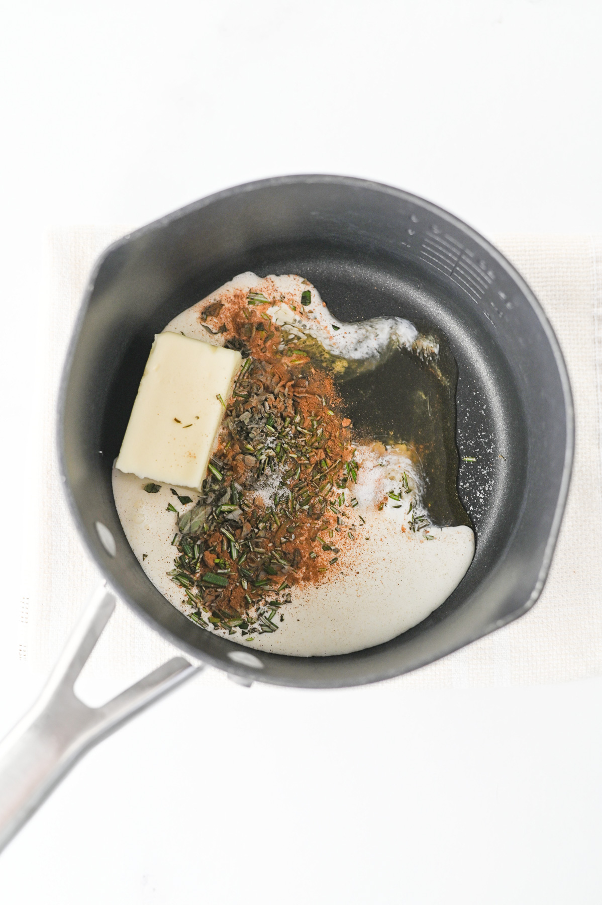 Butter mixture in saucepan.