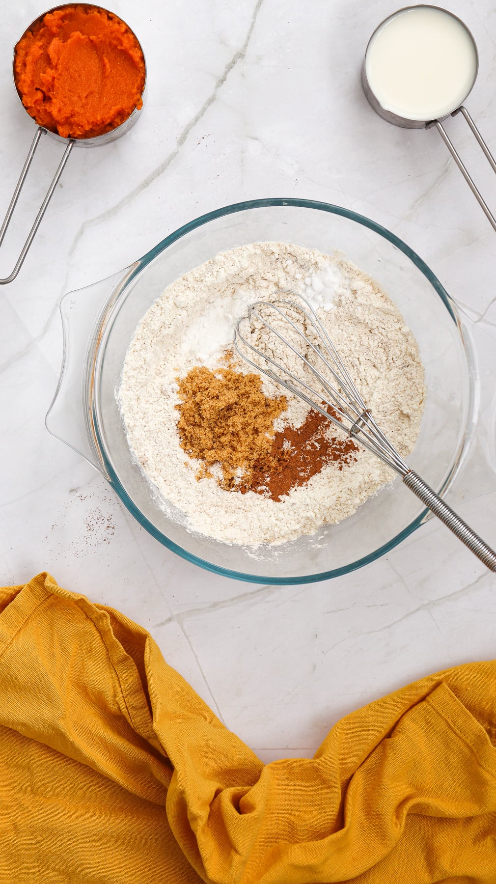 Dry ingredients in mixing bowl.