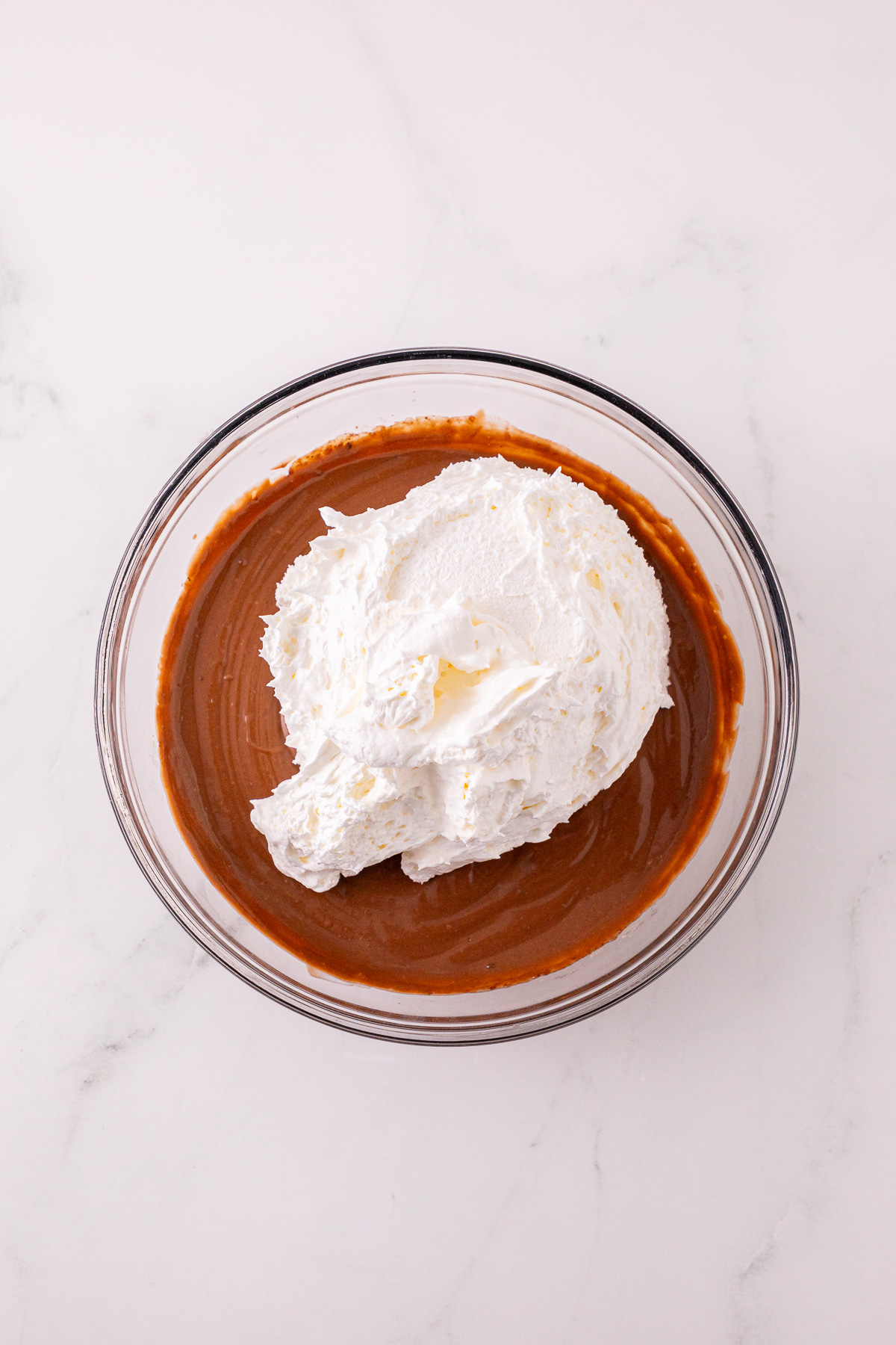 Cool Whip topping is mixed into the pudding mixture.