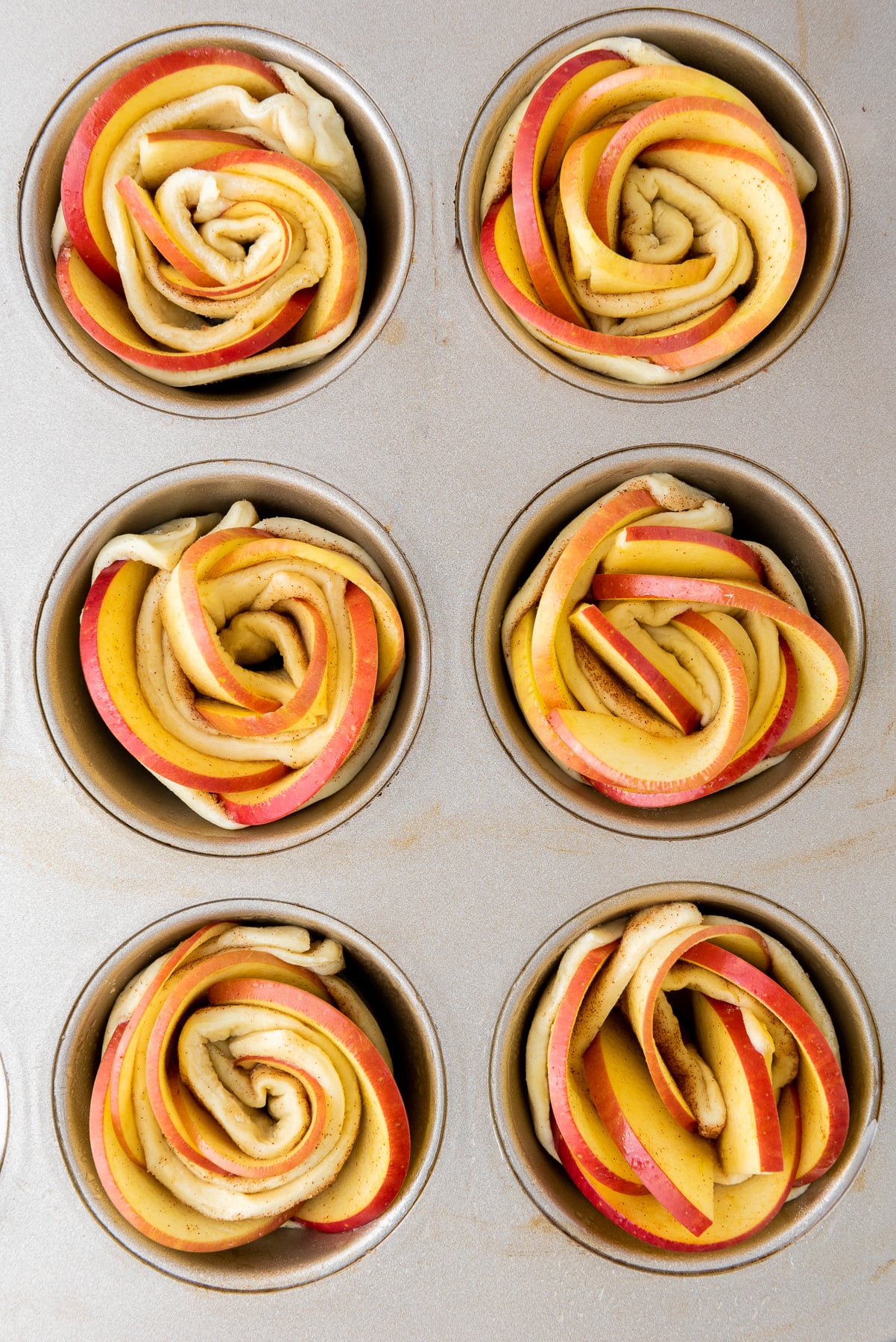 Shaped roses in muffin tin.