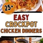 Photo collage with crockpot dinner ideas.