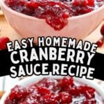 Homemade cranberry sauce in a white bowl.