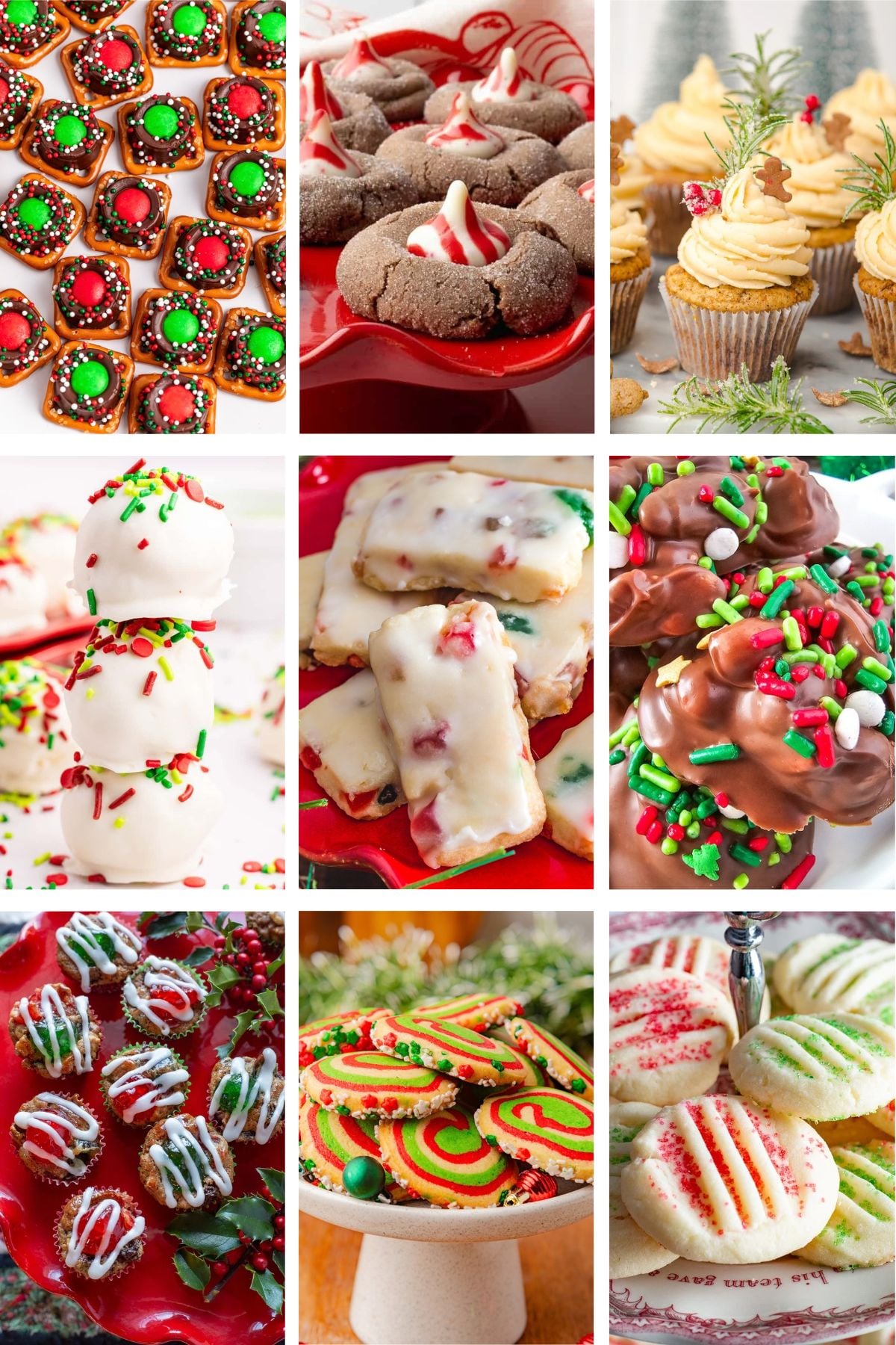 Photo collagle with Christmas dessert ideas for cookie trays.