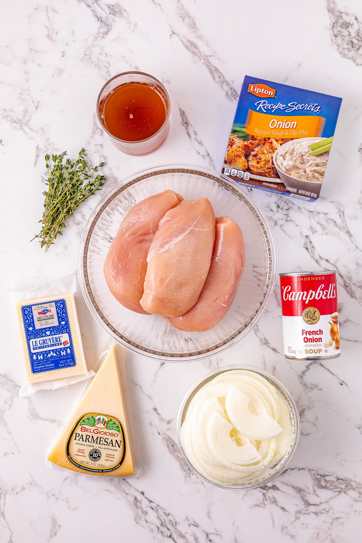 Ingredients for recipe laid out on kitchen counter.