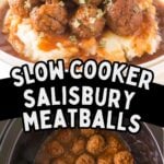 Salisbury meatballs on a white plate.